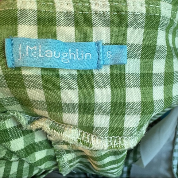 J. McLaughlin Pull On Maisie Gingham Green and  White Pants Crop Size 6 C14 - Picture 5 of 8